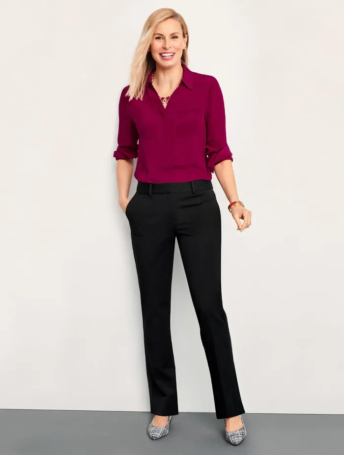 Women Full Length Talbots Refined BiStretch Barely Boot Pants Black