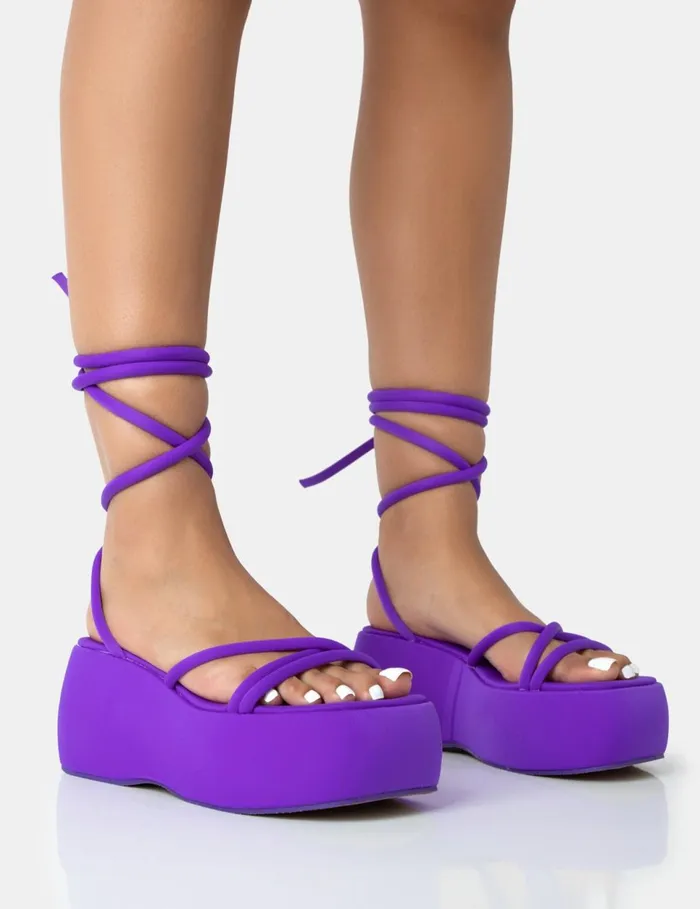Women Full Moon Purple Chunky Platform Sandals Purple Public Desire Holiday