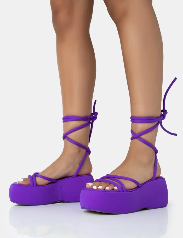 Women Full Moon Purple Chunky Platform Sandals Purple Public Desire Holiday