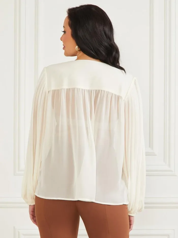 Women Georgia Pleated Blouse Sandy Shore Marciano Tops And Sweaters Women Georgia Pleated Blouse Sandy Shore Marciano Tops And Sweaters