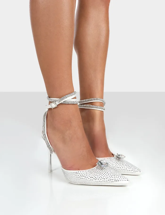 Women Glisten White Diamante Wrap Around Pointed Toe Court Heels White Public Desire Wedding Women Glisten White Diamante Wrap Around Pointed Toe Court Heels White Public Desire Wedding