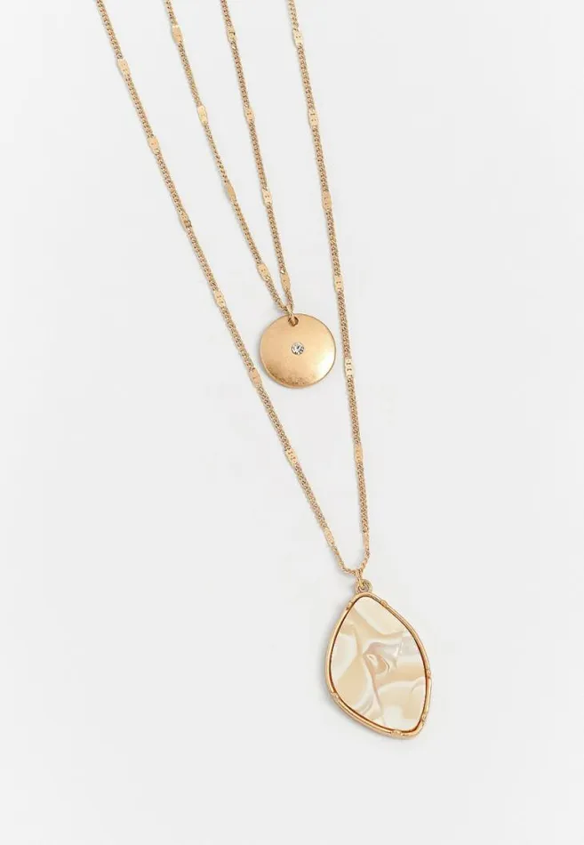 Women Gold Double Row Pendant Necklace Maurices Jewelry