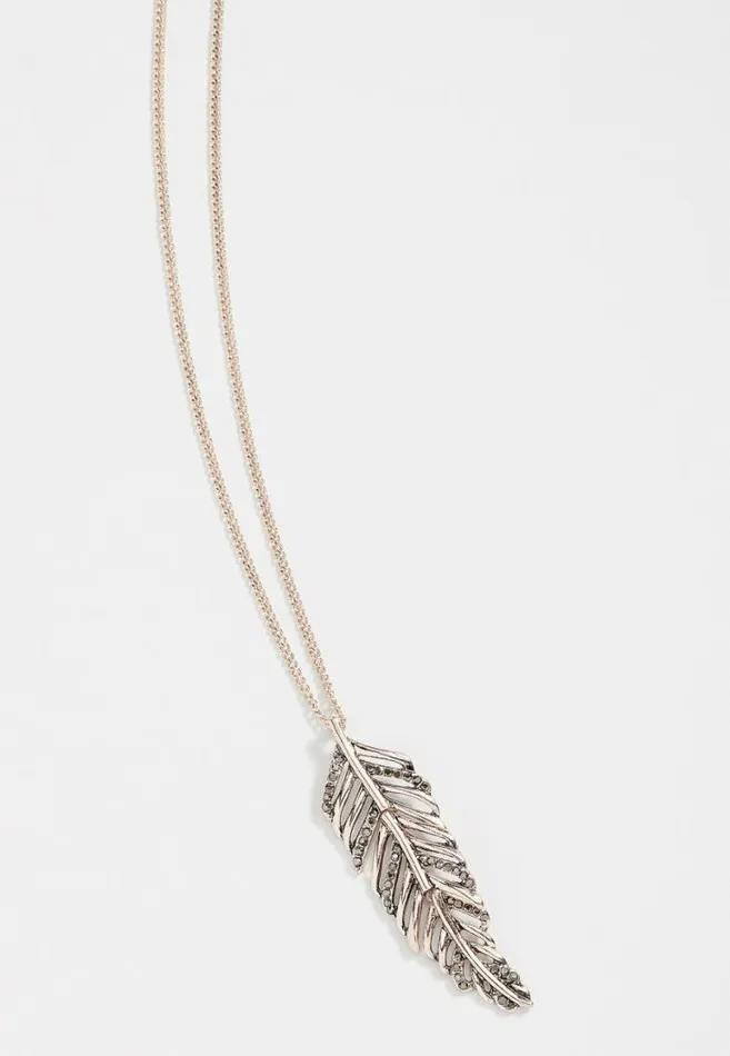 Women Gold Hinged Feather Pendant Necklace Maurices Jewelry