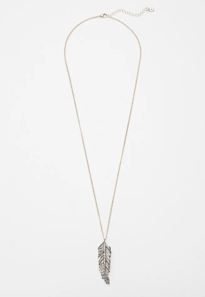 Women Gold Hinged Feather Pendant Necklace Maurices Jewelry