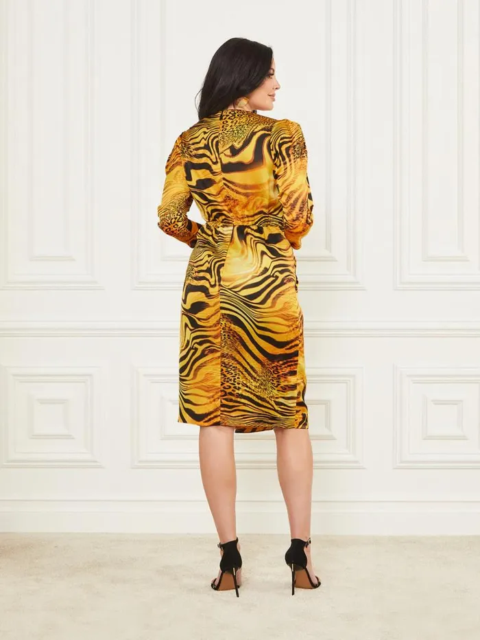 Women Golden Sunset Dress Golden Sunset Print Marciano Dresses Women Golden Sunset Dress Golden Sunset Print Marciano Dresses