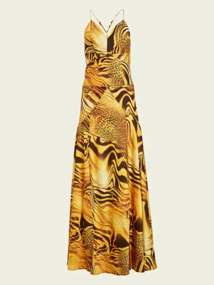 Women Golden Sunset Maxi Dress Golden Sunset Print Marciano Dresses Women Golden Sunset Maxi Dress Golden Sunset Print Marciano Dresses