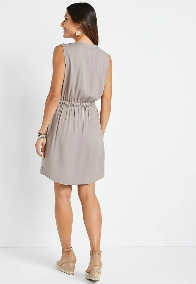 Women Gray Button Front Mini Utility Dress Maurices Dresses and Jumpsuits