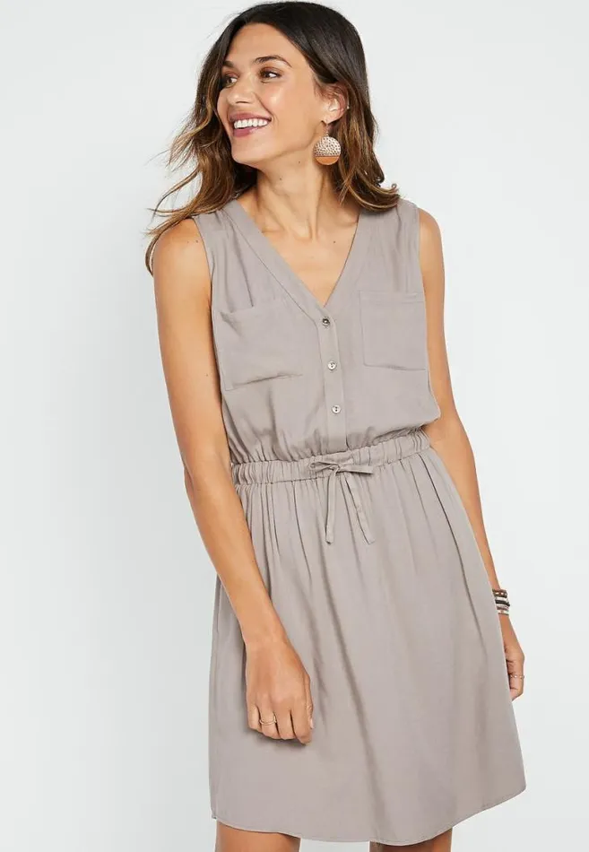 Women Gray Button Front Mini Utility Dress Maurices Dresses and Jumpsuits
