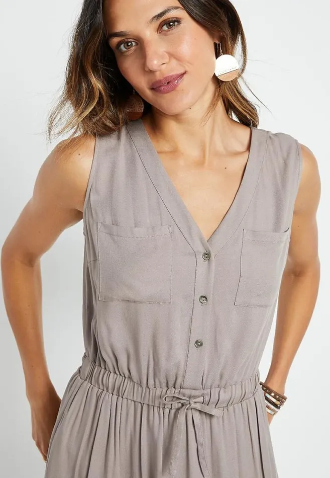 Women Gray Button Front Mini Utility Dress Maurices Dresses and Jumpsuits