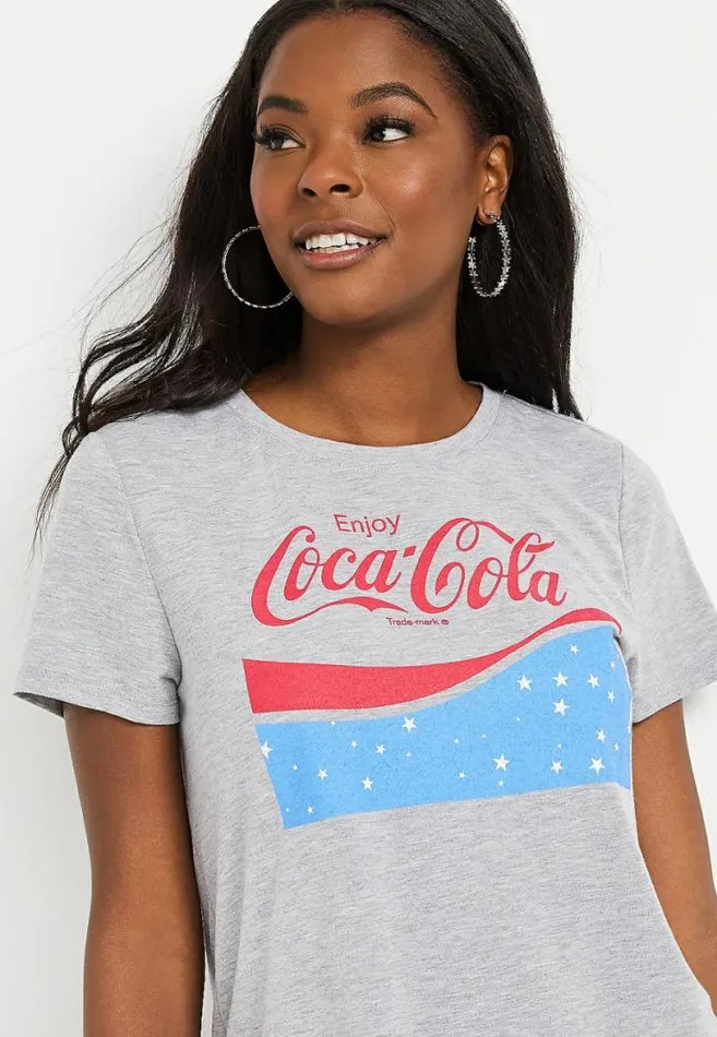 Women Gray Coca Cola Graphic Tee Maurices Tops