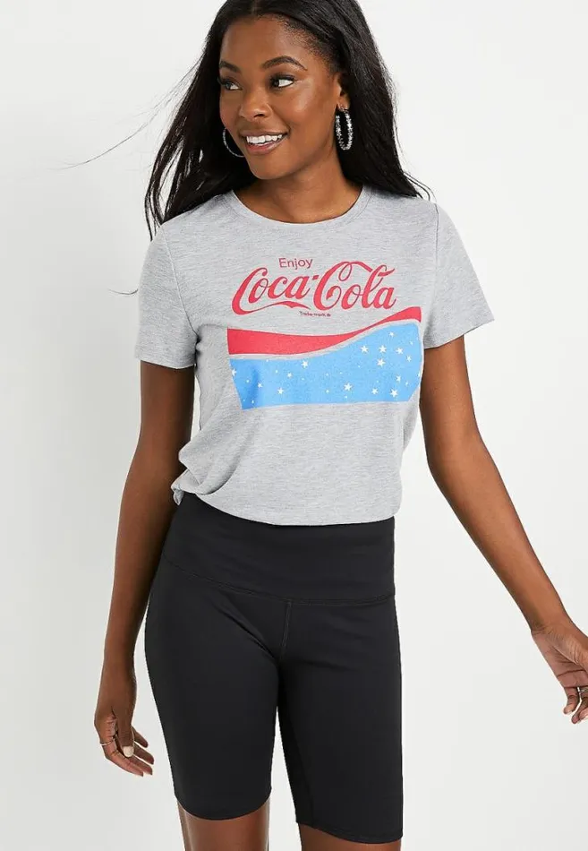 Women Gray Coca Cola Graphic Tee Maurices Tops