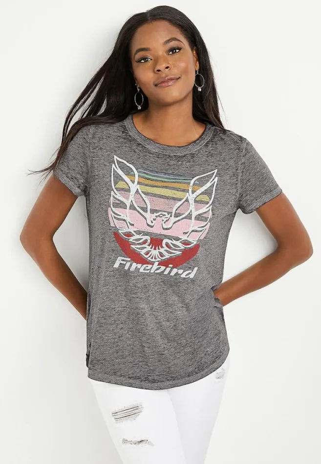 Women Gray Firebird Graphic Tee Maurices Tops