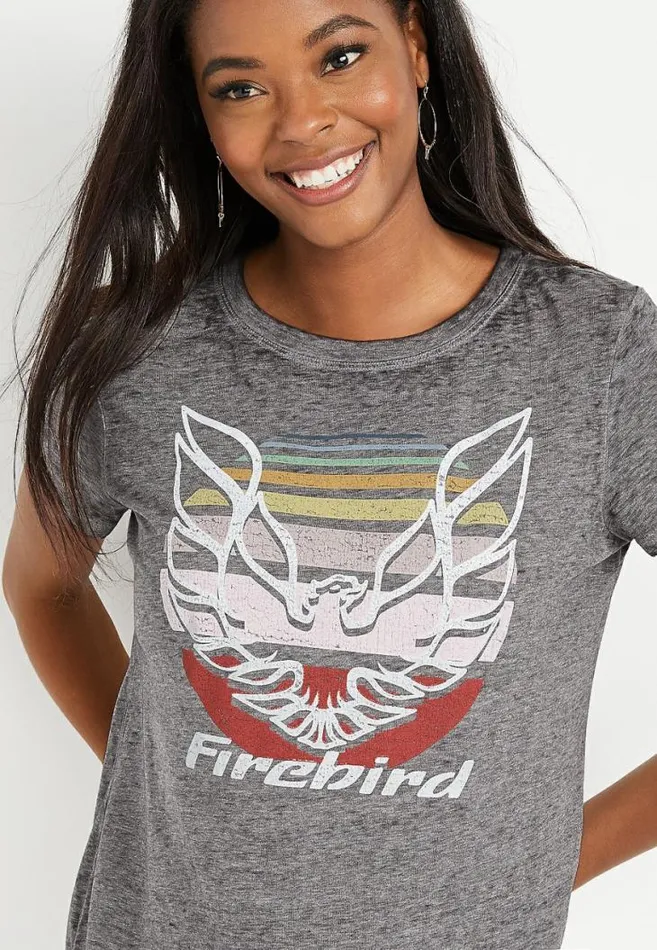 Women Gray Firebird Graphic Tee Maurices Tops