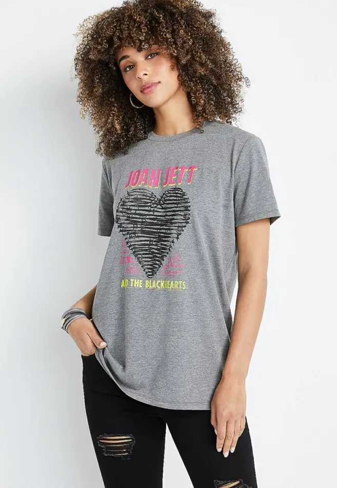 Women Gray Joan Jett Oversized Graphic Tee Maurices Tops