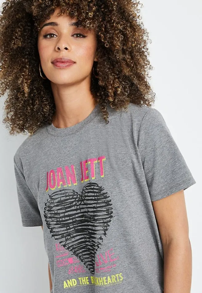 Women Gray Joan Jett Oversized Graphic Tee Maurices Tops