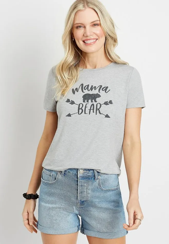 Women Gray Mama Bear Graphic Tee Maurices Tops