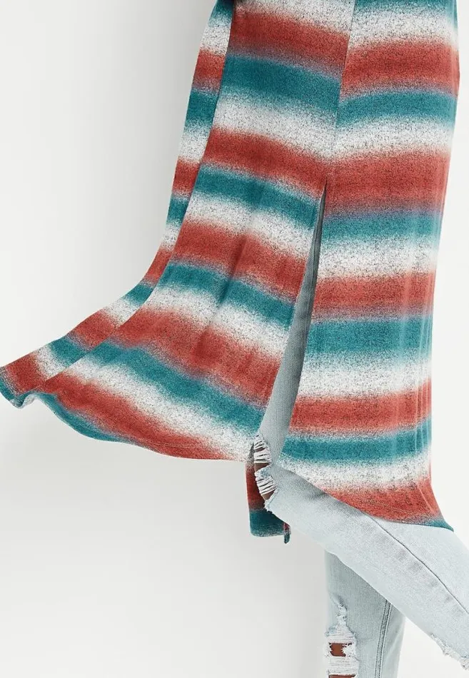 Women Gray Ombre Stripe Duster Cardigan Maurices Tops