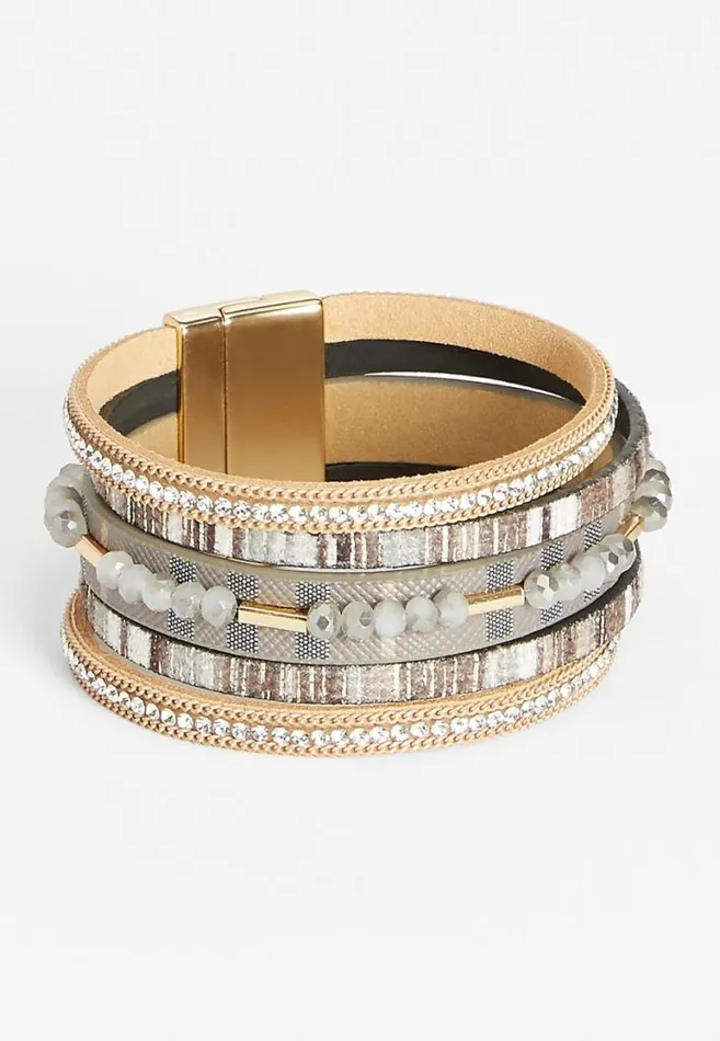 Women Gray Stripe Magnetic Bracelet Maurices Jewelry