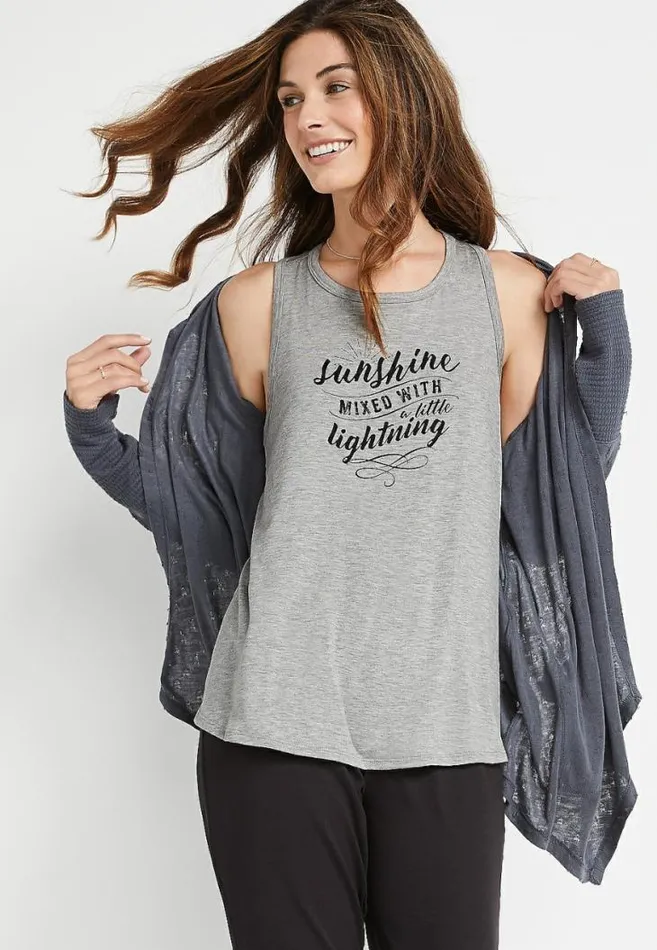 Women Gray Sunshine Graphic Tank Top Maurices Tops