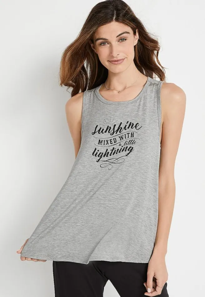 Women Gray Sunshine Graphic Tank Top Maurices Tops
