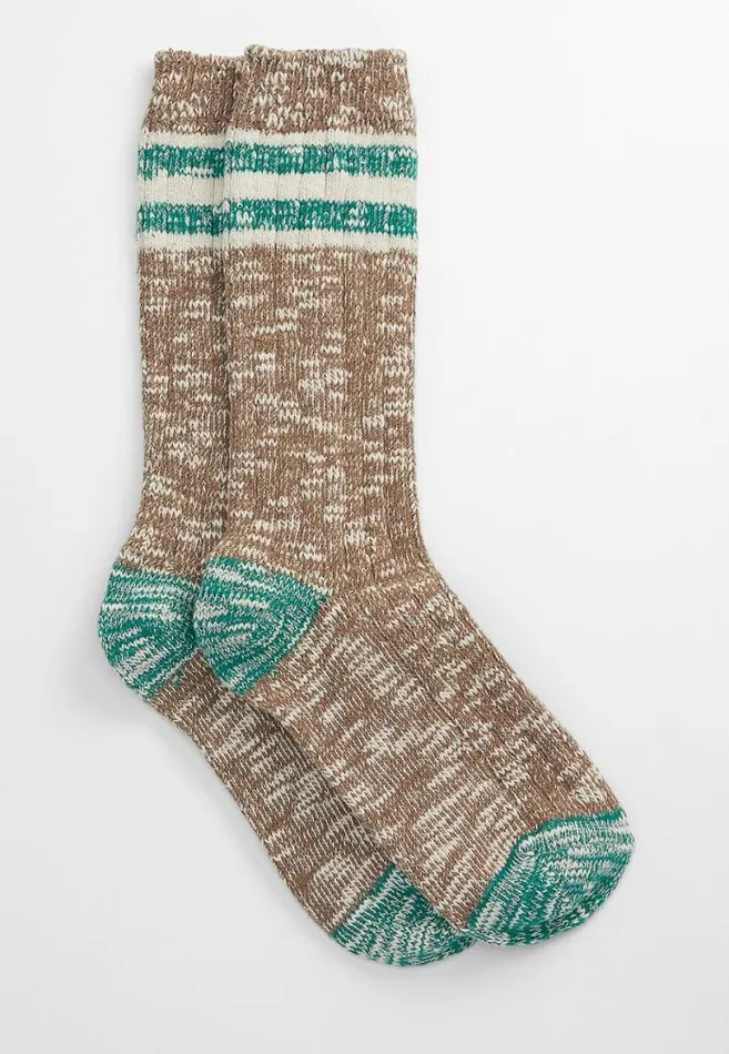 Women Green And Tan Crew Socks Maurices Socks