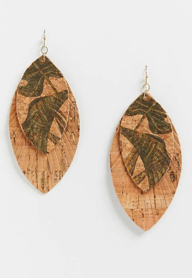 Women Green Leaf Feather Drop Earrings Maurices Jewelry
