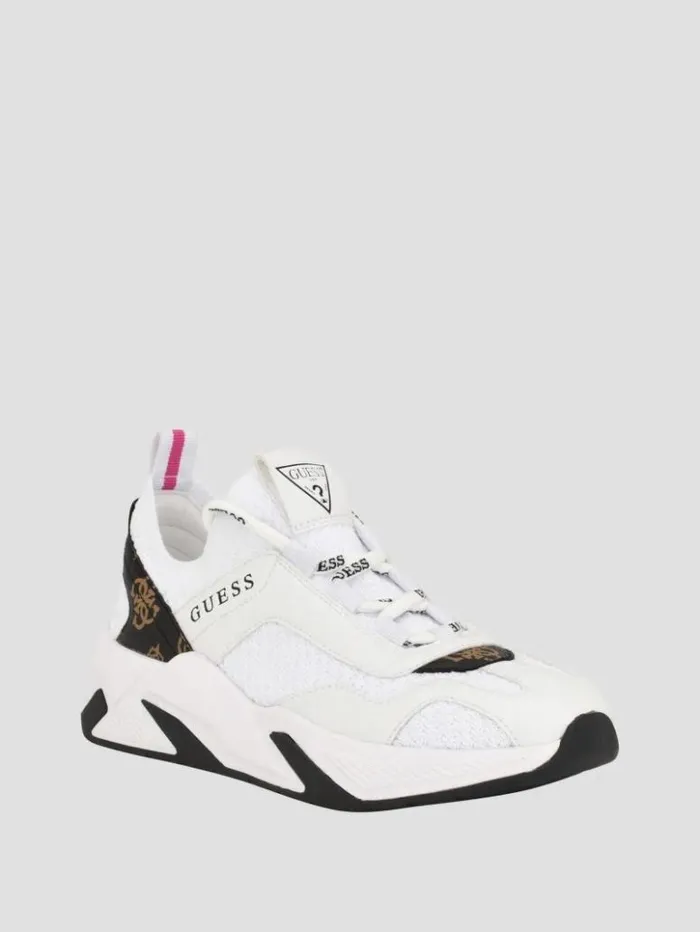 Women GUESS Activewear Geniver Knit And Quattro G Sneakers White