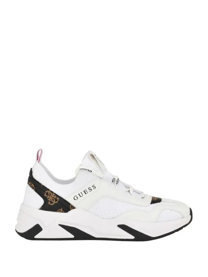 Women GUESS Activewear Geniver Knit And Quattro G Sneakers White