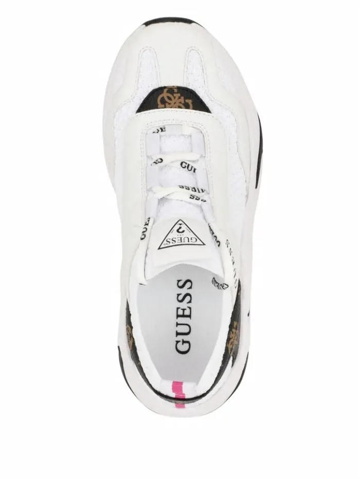 Women GUESS Activewear Geniver Knit And Quattro G Sneakers White