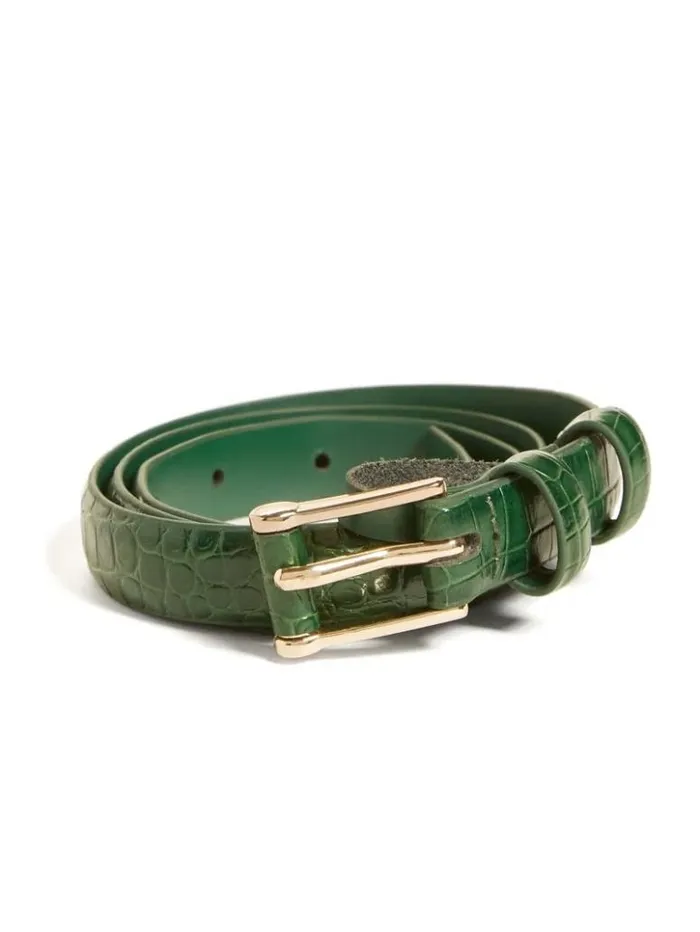 Women GUESS Belts Crocodile Trouser Belt Green