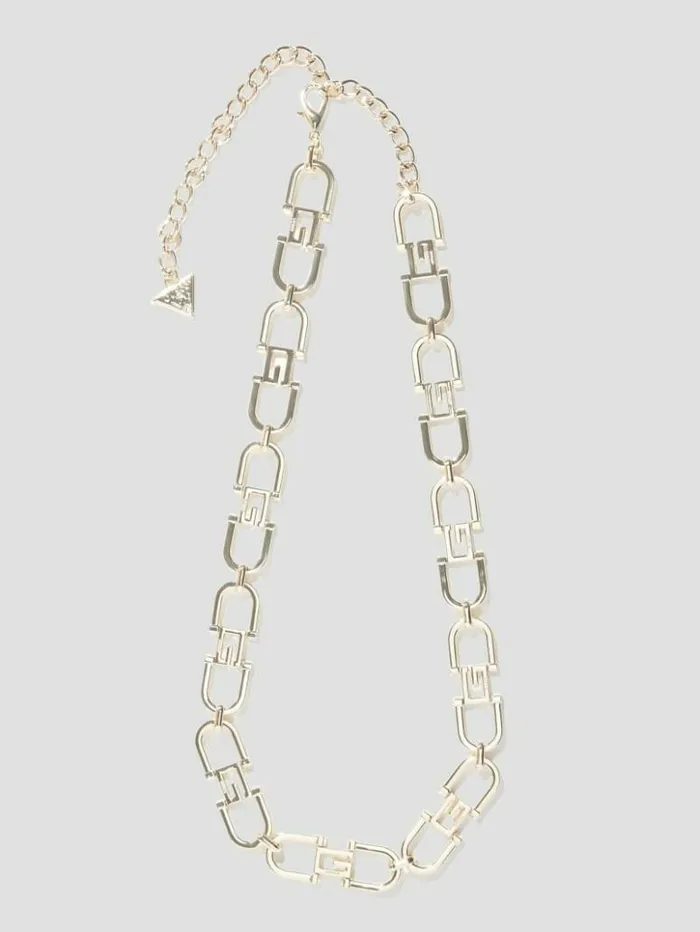 Women GUESS Belts G Logo Chain Belt Pale Shiny Gold