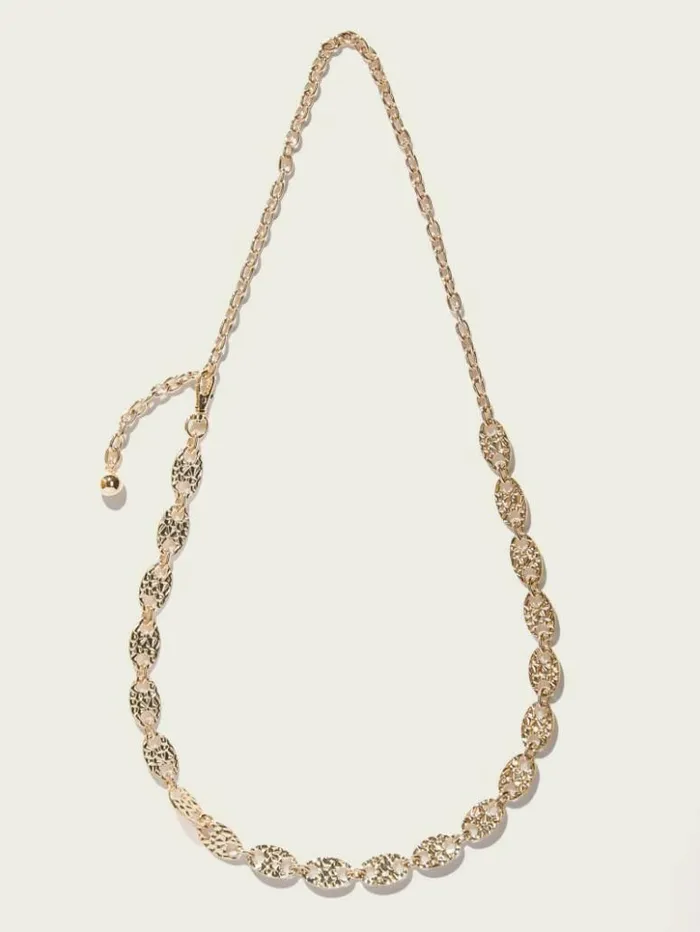 Women GUESS Belts GoldTone Hammered Chain Belt Silvergold