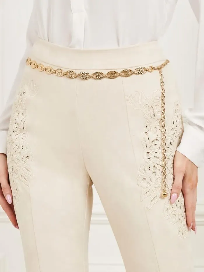 Women GUESS Belts GoldTone Hammered Chain Belt Silvergold