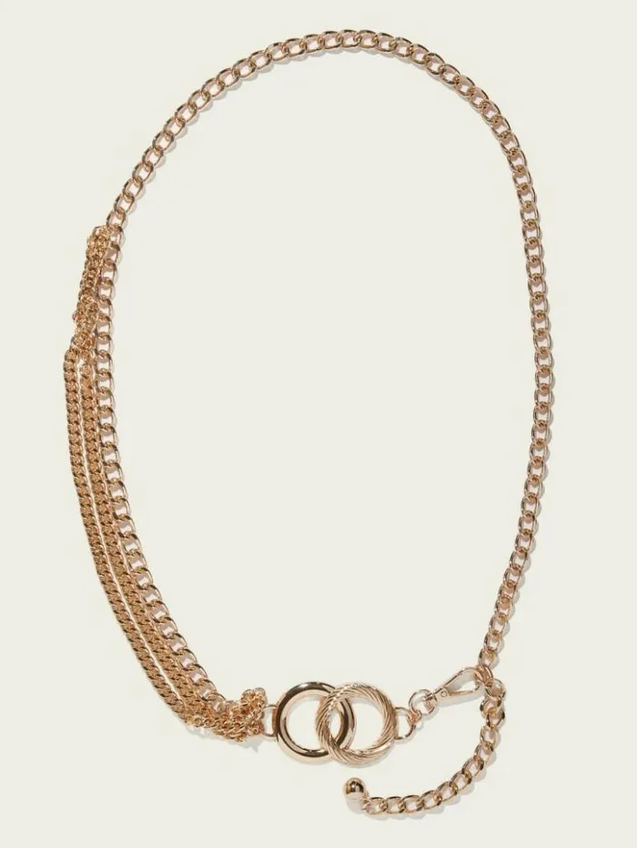 Women GUESS Belts GoldTone ORing Chain Belt Silvergold