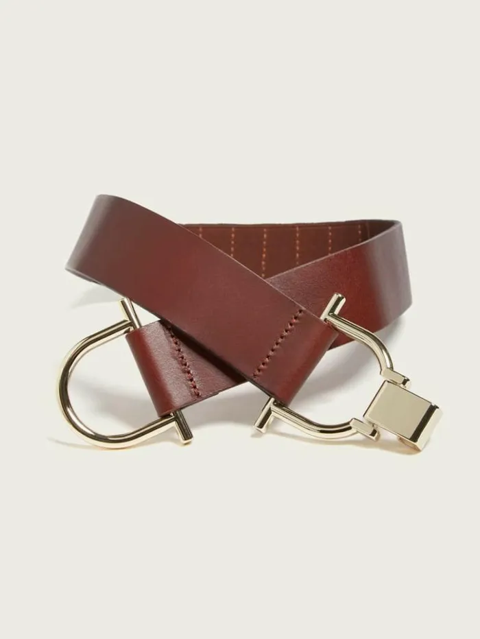 Women GUESS Belts Interlocked Leather Waist Belt Nude