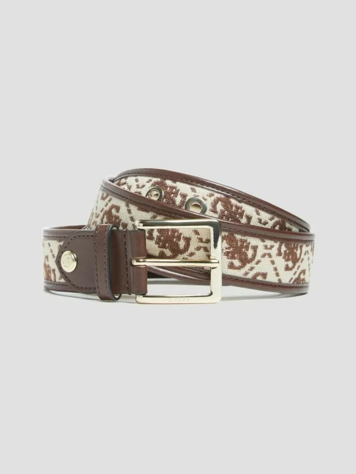 Women GUESS Belts Katey Jacquard Logo Belt Brown