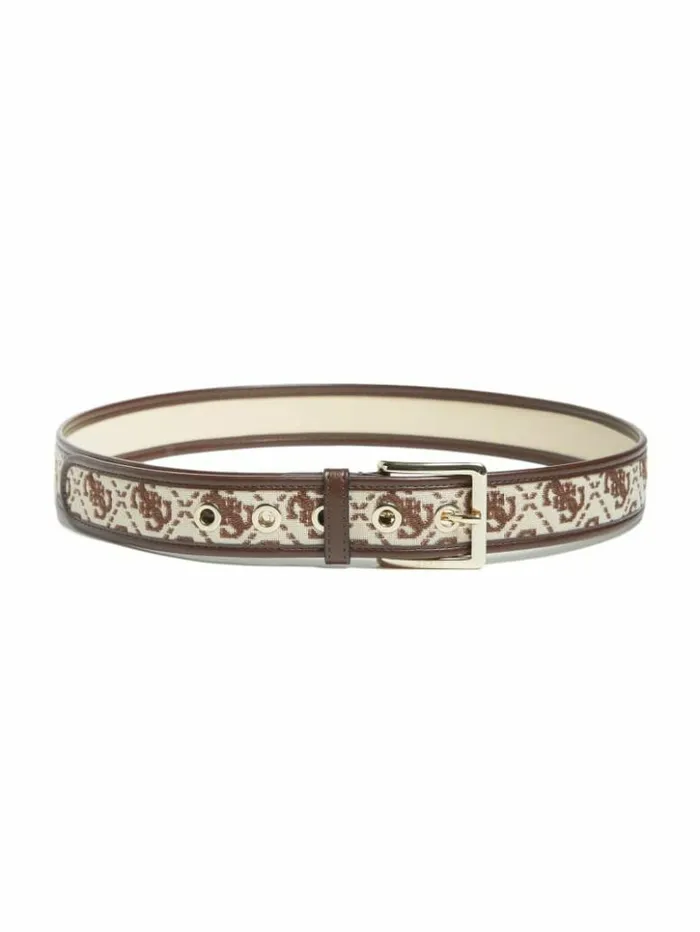Women GUESS Belts Katey Jacquard Logo Belt Brown