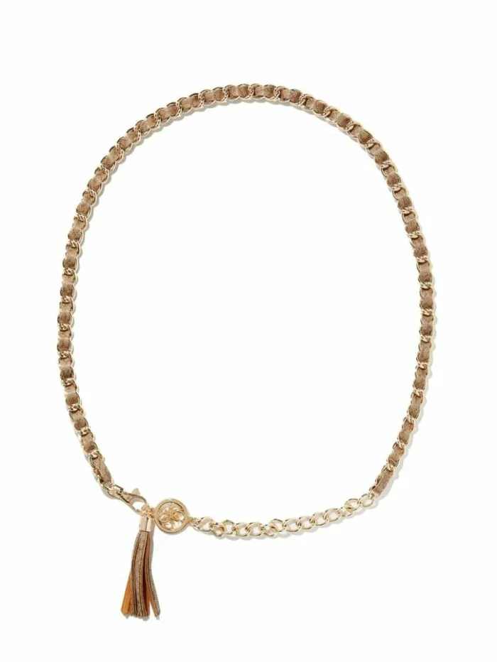 Women GUESS Belts Latte Logo Chain Belt Nude