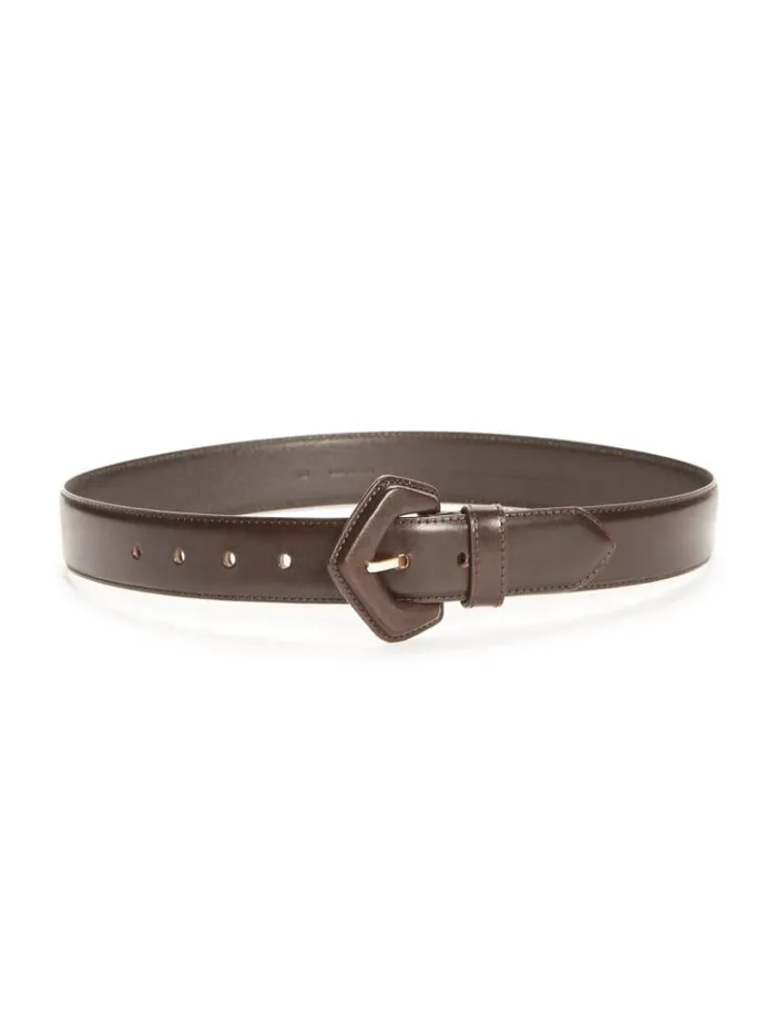 Women GUESS Belts Leather Waist Belt Brown Leather