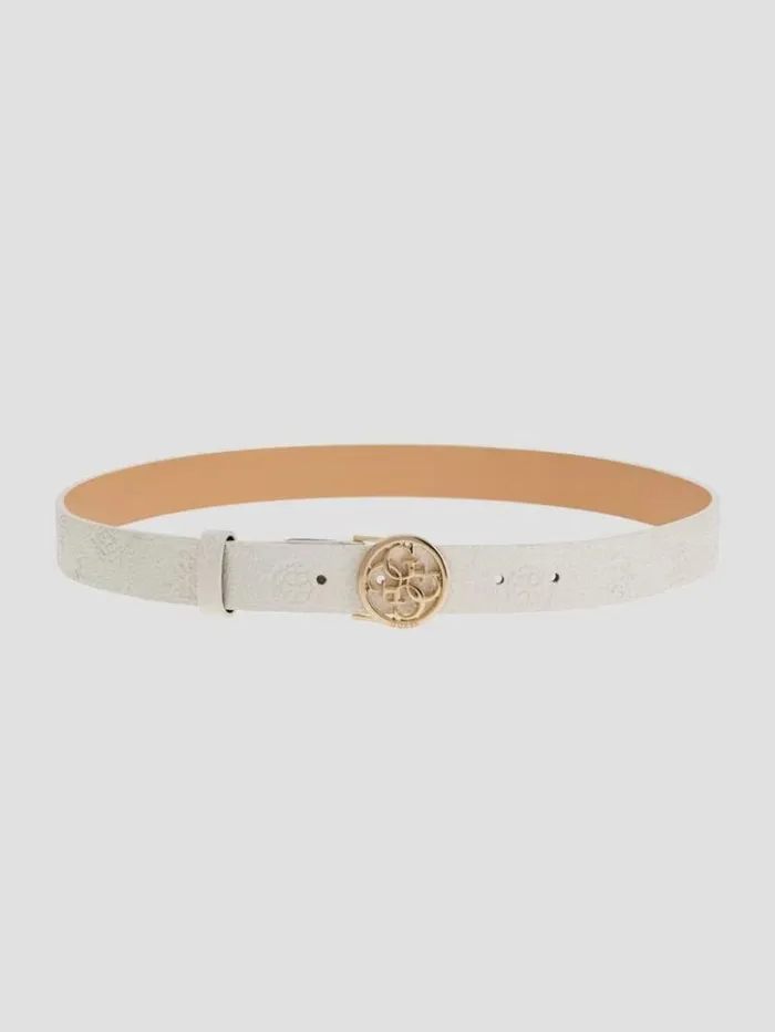 Women GUESS Belts Peony FauxLeather Belt White