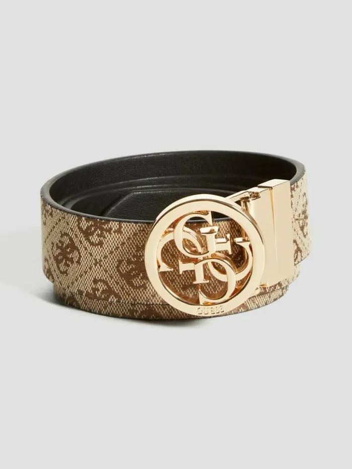 Women GUESS Belts Reversible Jacquard Quattro G Belt Lattebrown