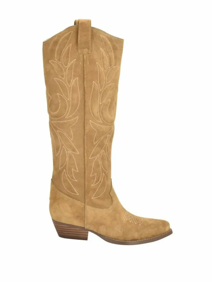 Women GUESS Boots and Booties Ginnifer Knee High Cowboy Boots Medium Brown