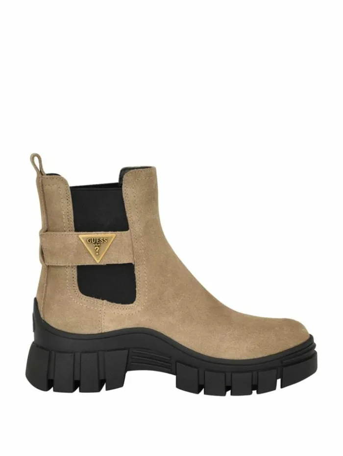 Women GUESS Boots and Booties Hensly Triangle Chelsea Bootie Light Brown