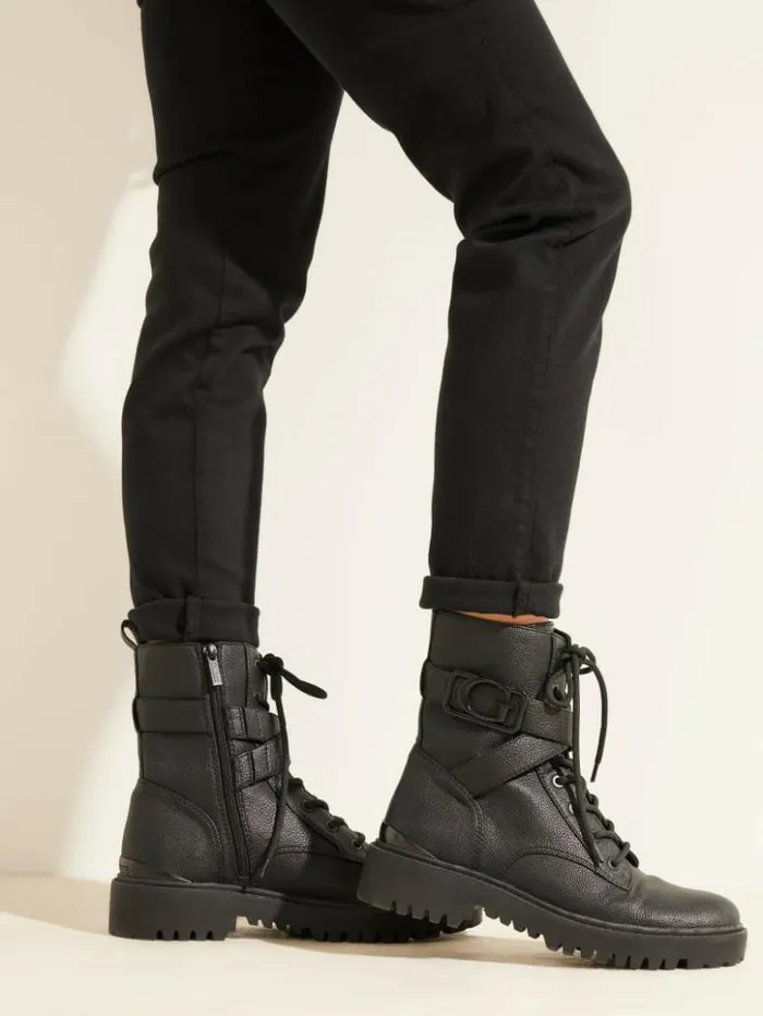 Women GUESS Boots and Booties Orana Combat Booties Black