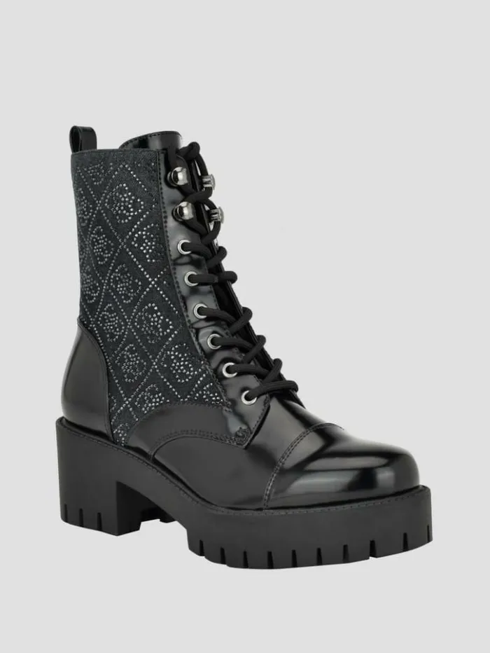Women GUESS Boots and Booties Waitea Rhinestone Moto Booties Black 002