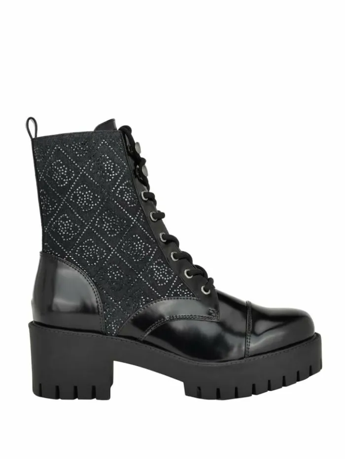 Women GUESS Boots and Booties Waitea Rhinestone Moto Booties Black 002