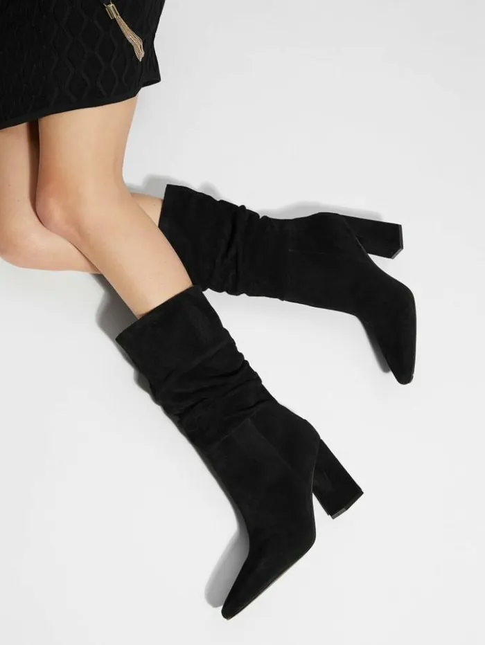 Women GUESS Boots and Booties Yeppy Suede Slouch Booties Black 001