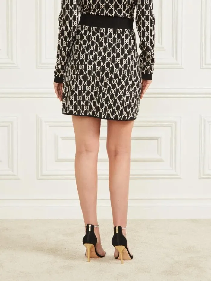 Women GUESS Bottoms Angelina Jacquard Skirt M Allover Jacquard Black