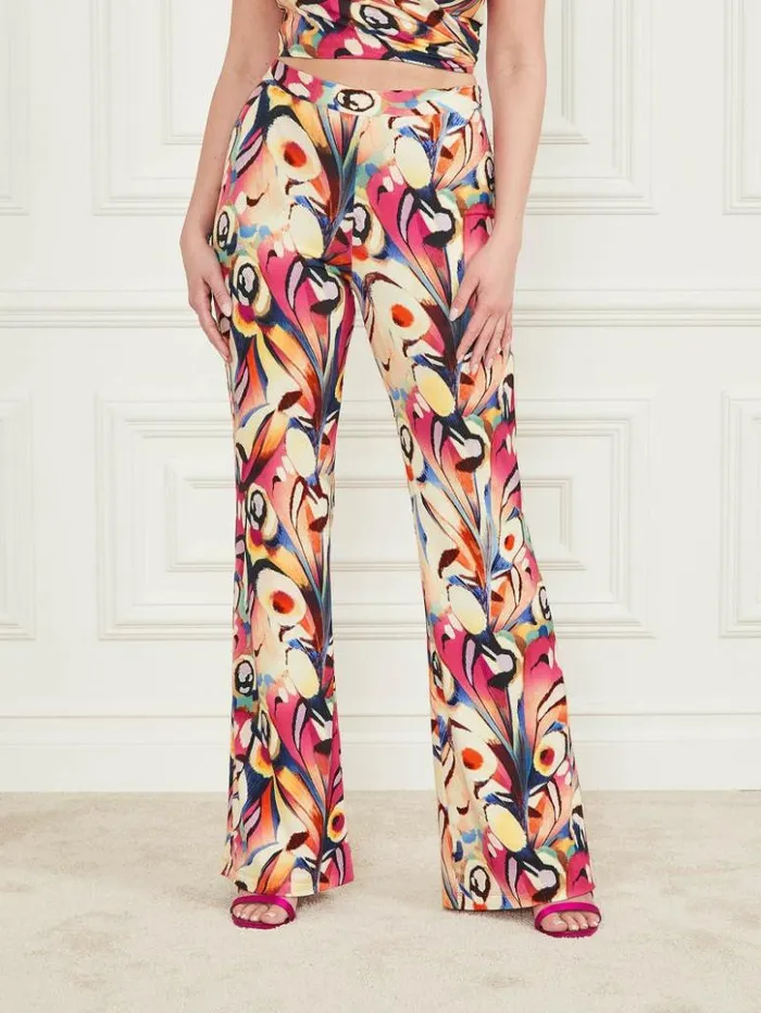 Women GUESS Bottoms Anise Flared Pant Wonderland Print