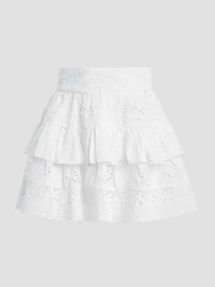 Women GUESS Bottoms Arielle Eyelet Skirt Pure White